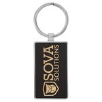 Black & Gold Leatherette/Metal Rectangle Keychain