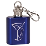 1oz. Blue Stainless Steel Flask Keychain