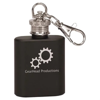 1oz. Black Stainless Steel Flask Keychain