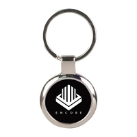 Black Laserable Metal Round Keychain