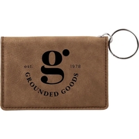 Dark Brown Leatherette Keychain ID Holder