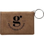 Dark Brown Leatherette Keychain ID Holder