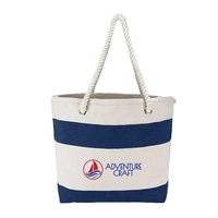 18.75" x 12.75" x 6.75" cotton canvas nautical-style striped tote with......