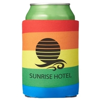 4" x 4" folding foam can cooler sleeve with rainbow print.... from ASI 79530...