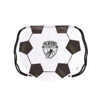 Soccer themed drawstring backpack with adjustable soft black nylon shoulder...