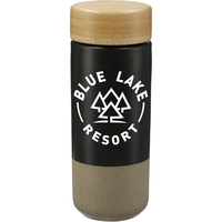 11 oz. ceramic tumbler with double wall construction and screw-on bamboo......