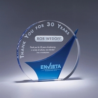 Circular Metaphor award made of a combination of clear and blue... from ASI...