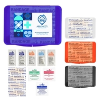Portable first aid kit with bandages, hand sanitizer, cleansing pad,...