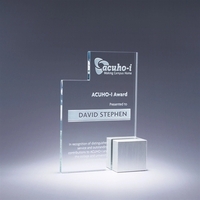 Award made of elegant clear optic crystal with brushed aluminum accent......