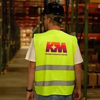 Neon yellow safety vest with reflective stripes and hook and loop... from ASI...