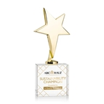 Tuscany Gold Star VividPrint™ Award on Woodlawn Base - Clear
