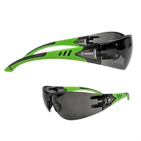 Lightweight rimless sporty design. Single-piece wrap-around polycarbonate...