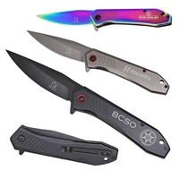 Contemporary Red Ring Stainless Steel Pocket Knife