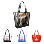 25C TPU 600D Polyester Clear Tote Bag w/ Handles & Zipper