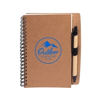 Metal dual-ring bound notebook with paper barrel pen and 60 pages... from ASI...