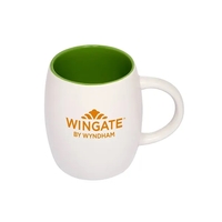 3.25" x 3.75" x 3.25 " 14-ounce barrel-shaped ceramic mug with... from ASI...