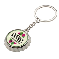 4" x 1.5" die cast metal bottlecap-shaped opener keychain with split... from...