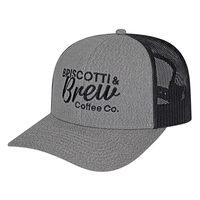 Melange premium trucker style polyester mesh back cap with snapback...