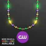 Glam Mardi Gras Beads LED Necklace with Purple Medallion