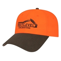 Medium profile six panel structured blaze orange cap with brown visor.......