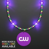 Purple Light Jewels Mardi Gras Beads with Purple Medallion