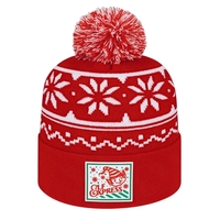 Knit cap with snowflake design, cuff and two-color pom.... from ASI 43792 Cap...