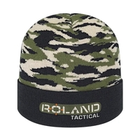 Vintage acrylic knit tiger camouflage beanie with solid cuff.... from ASI...