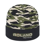 Vintage Tiger Camouflage Knit Cap with Solid Color Cuff