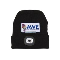 Acrylic knit beanie with integrated LED light panel and two button... from...