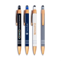 Penny Stylus Satin Soft Touch Click Metal Pen - Copper Accen