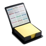 Leatherette Flip-Top Calendar Box with Yellow Sticky Note Pa