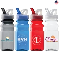 20-oz. PET plastic water bottle with flip spout lid. Made in... from ASI...