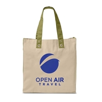 15" x 15" x 3.25" cotton canvas tote bag with brass... from ASI 79530 Prime Line