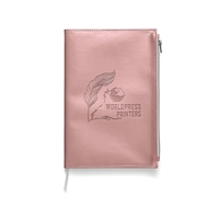 5.7" x 8.5" x 0.5" 80-page notebook with metallic polyurethane cover... from...