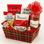 Holiday Gourmet Snack Basket, Red Plaid Gift Tray