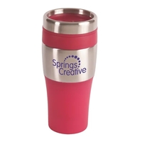 16 oz. insulated travel mug with PVC grip, thumb-slide plastic lid,... from...