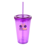 16 oz. acrylic tumbler with double-wall construction, straw and screw-on...