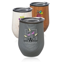12 oz. stainless steel stemless wine glass with wood pattern, clear... from...