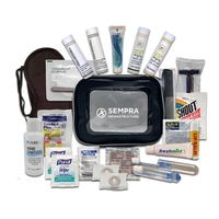 Travel kit with hand sanitizer, earplugs, toothbrush, and toothpaste.... from...