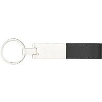 Silver plated metal split key ring with a leather strap.... from ASI 66887...
