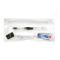 Wellness kit with a toothbrush, floss, travel cap, and toothpaste... from ASI...