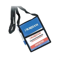 Badge holder with one full-length zippered pocket, back pocket, pen loop......