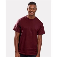 Hanes T-shirt made of 100% ring-spun cotton with double-needle stitching.......