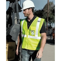 Polyester mesh vest with reflective material and multiple pockets.... from...