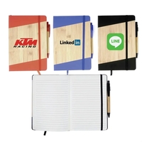 Faux Bamboo, Compact, Large Logo Area, Pen and Notepad Included, Elastic......