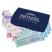 First aid kit with latex-free bandages, BZK antiseptic towelettes, and...