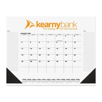 13-month calendar desk pad with chipboard back and two corners at... from ASI...