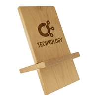 Natural Red Alder easel holds phones or tablets-customize it for stylish,......