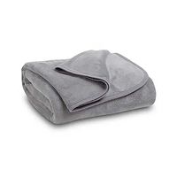 Grey coral fleece throw blanket finished with matching binding.... from ASI...