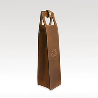 Premium full-grain leather wine caddy with sleek design, hand-stitched...